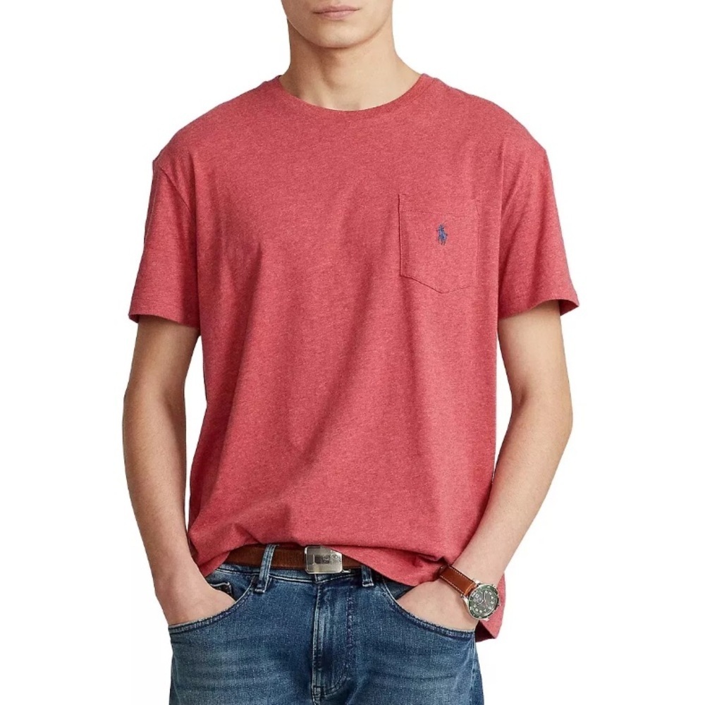 2/40$ Men’s POLO RALPH LAUREN V‎ neckline heather red T-Shirt size Large
